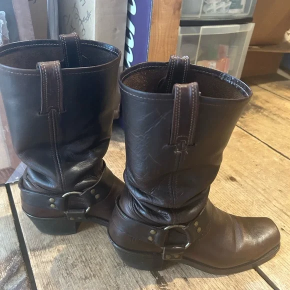 Frye Dark Brown Leather Western Boots - Picture 2 of 5